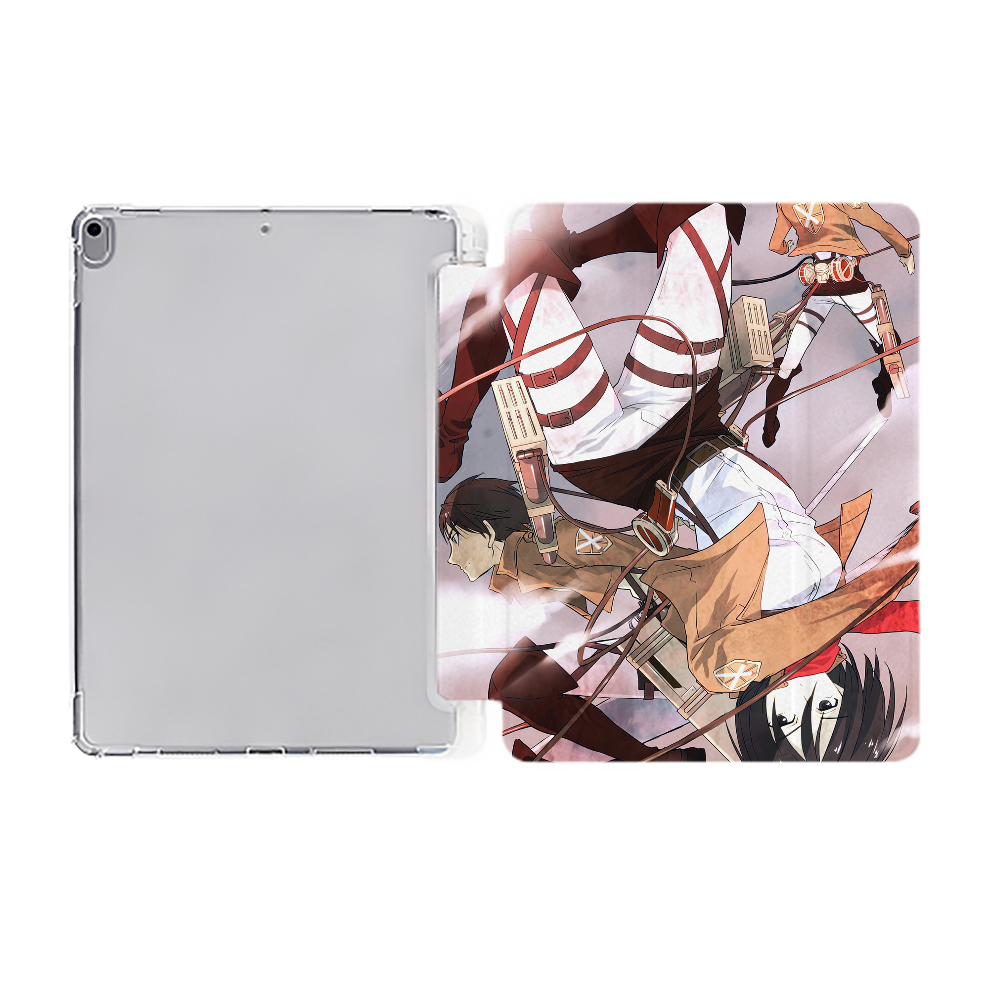 （画像用） 進撃の巨人 Attack on Titan IPad ケース ペン収納付き 三つ折りスタンド PUレザー×シリコン 対応機種9.5/10.5/10.9インチ